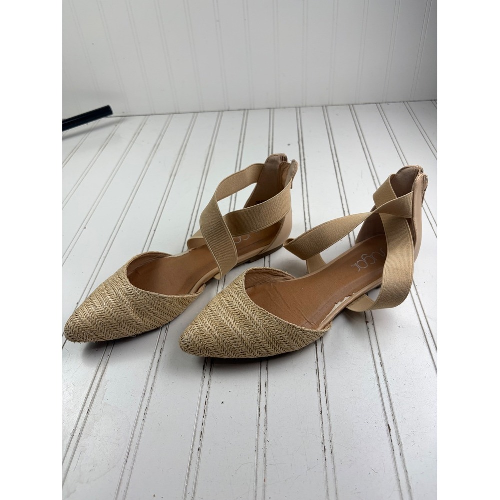 Sugar Vintage Y2K Woven Straw Ankle Strap Ballet Flats Women's Size 8.5 - Picture 9 of 9
